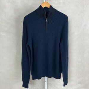 Zachary Prell Mens' Filmore Navy Blue Cotton Cashmere Quarter Zip Sweater NWT M